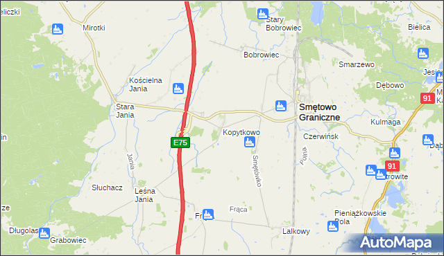 mapa Kopytkowo gmina Smętowo Graniczne, Kopytkowo gmina Smętowo Graniczne na mapie Targeo