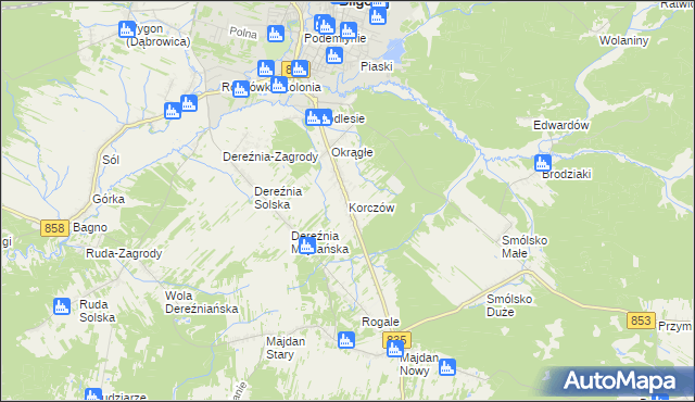 mapa Korczów, Korczów na mapie Targeo