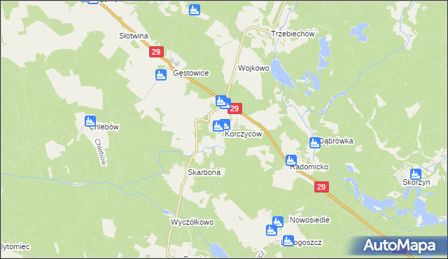 mapa Korczyców, Korczyców na mapie Targeo