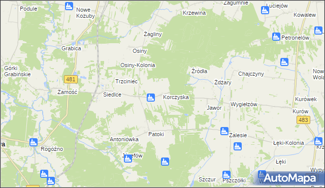 mapa Korczyska, Korczyska na mapie Targeo