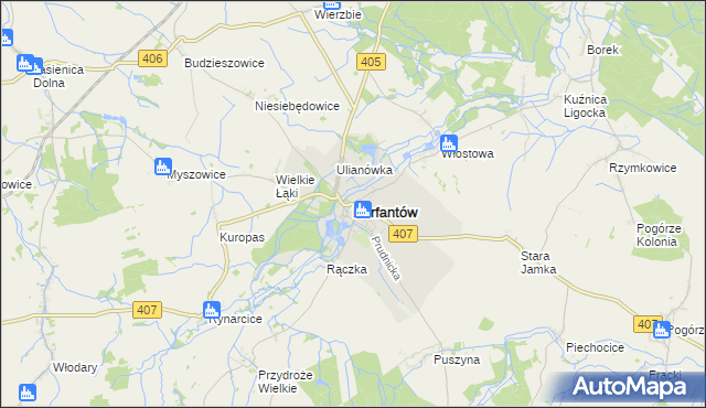 mapa Korfantów, Korfantów na mapie Targeo