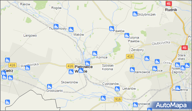 mapa Kornice, Kornice na mapie Targeo