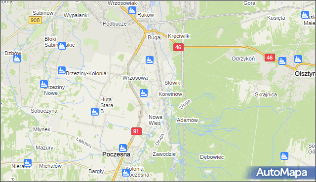 mapa Korwinów, Korwinów na mapie Targeo