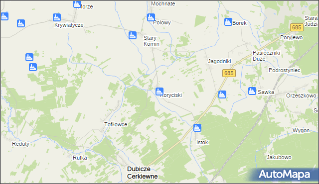 mapa Koryciski, Koryciski na mapie Targeo