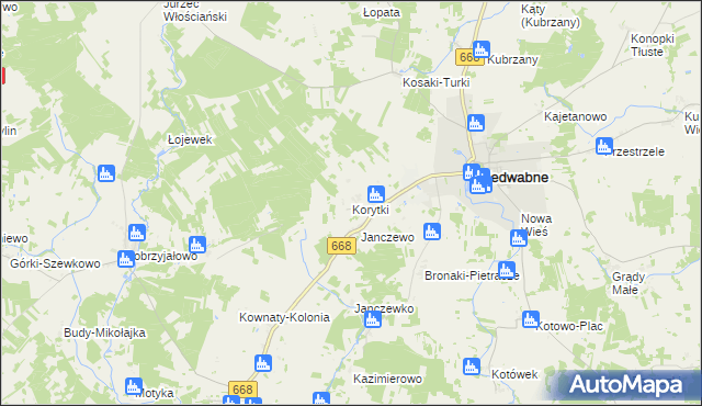 mapa Korytki gmina Jedwabne, Korytki gmina Jedwabne na mapie Targeo