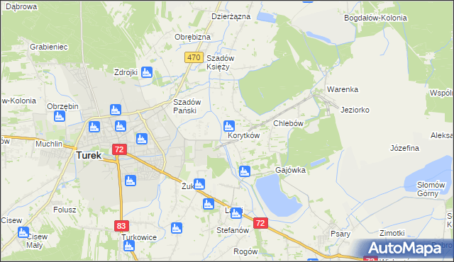 mapa Korytków gmina Turek, Korytków gmina Turek na mapie Targeo