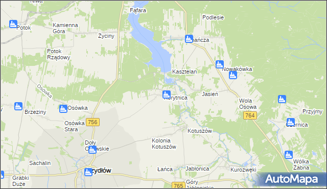 mapa Korytnica gmina Szydłów, Korytnica gmina Szydłów na mapie Targeo