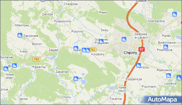 mapa Korzecko, Korzecko na mapie Targeo