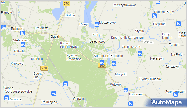 mapa Korzecznik-Podlesie, Korzecznik-Podlesie na mapie Targeo