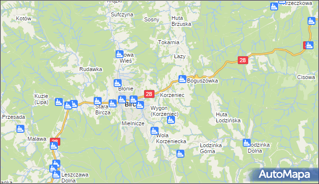 mapa Korzeniec, Korzeniec na mapie Targeo