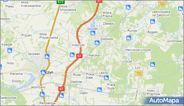 mapa Korzeniówka gmina Tarczyn, Korzeniówka gmina Tarczyn na mapie Targeo