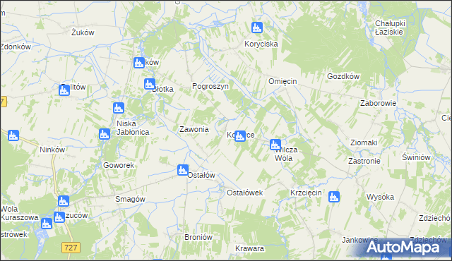 mapa Korzyce, Korzyce na mapie Targeo