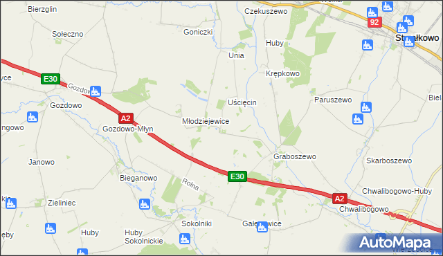 mapa Kościanki gmina Strzałkowo, Kościanki gmina Strzałkowo na mapie Targeo