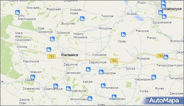 mapa Kościejów, Kościejów na mapie Targeo