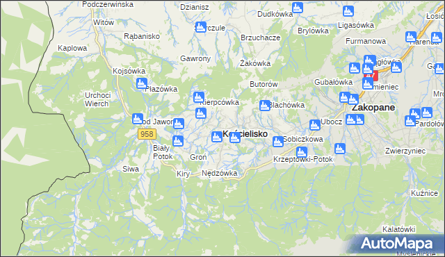 mapa Kościelisko, Kościelisko na mapie Targeo