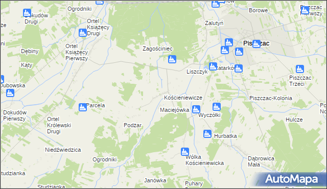 mapa Kościeniewicze, Kościeniewicze na mapie Targeo