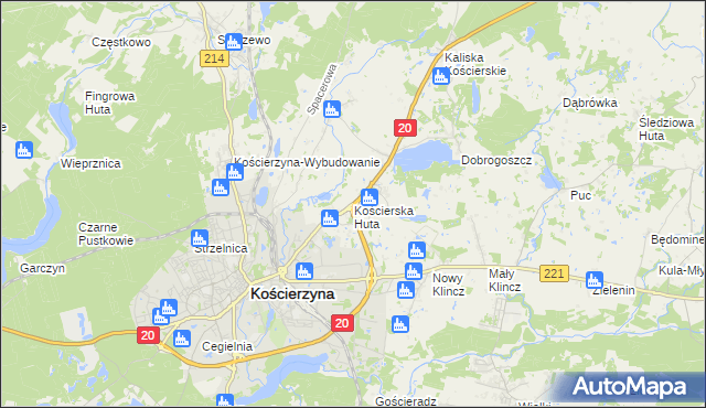 mapa Kościerska Huta, Kościerska Huta na mapie Targeo