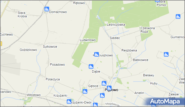 mapa Kościuszkowo, Kościuszkowo na mapie Targeo