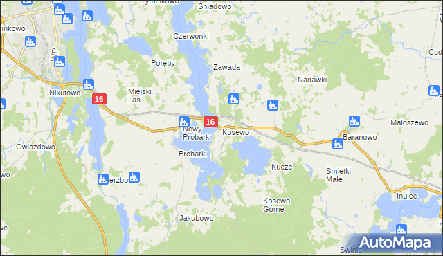 mapa Kosewo gmina Mrągowo, Kosewo gmina Mrągowo na mapie Targeo