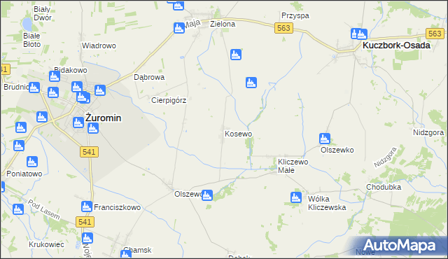 mapa Kosewo gmina Żuromin, Kosewo gmina Żuromin na mapie Targeo