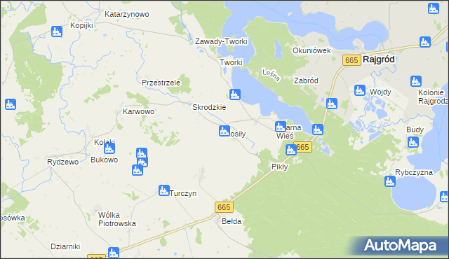 mapa Kosiły, Kosiły na mapie Targeo