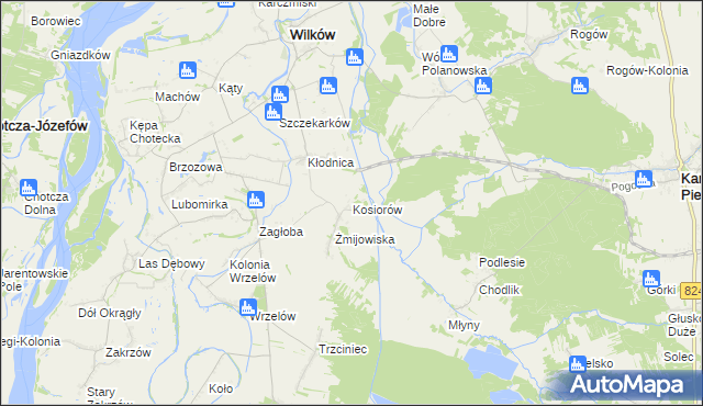 mapa Kosiorów gmina Wilków, Kosiorów gmina Wilków na mapie Targeo