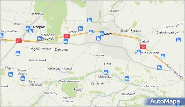 mapa Kosiska gmina Jeżów, Kosiska gmina Jeżów na mapie Targeo