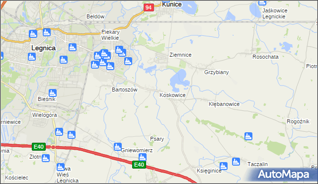 mapa Koskowice, Koskowice na mapie Targeo