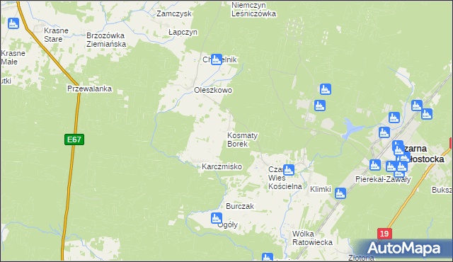 mapa Kosmaty Borek, Kosmaty Borek na mapie Targeo