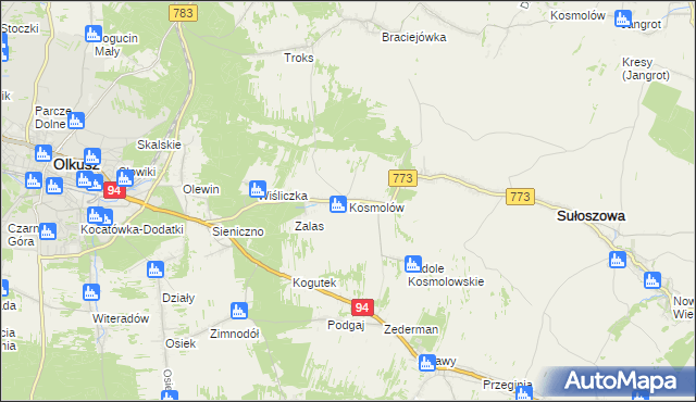 mapa Kosmolów, Kosmolów na mapie Targeo