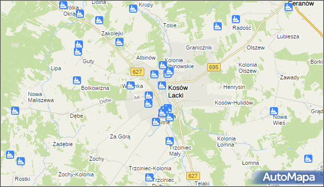 mapa Kosów Ruski, Kosów Ruski na mapie Targeo