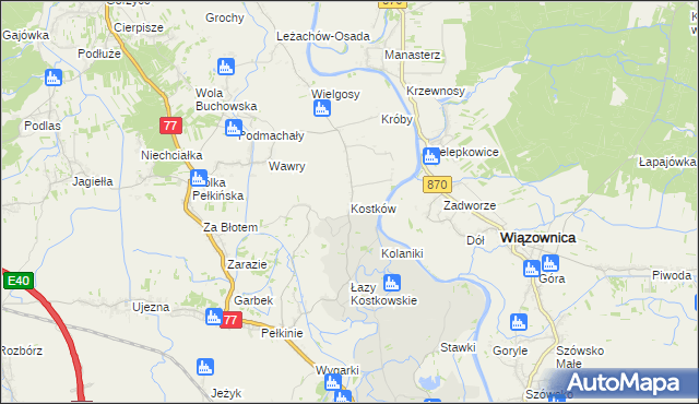 mapa Kostków, Kostków na mapie Targeo