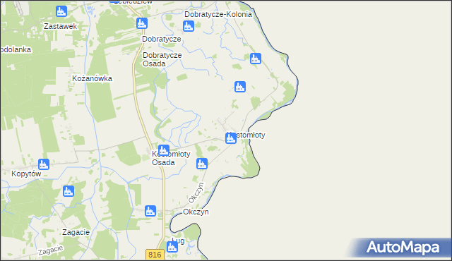 mapa Kostomłoty gmina Kodeń, Kostomłoty gmina Kodeń na mapie Targeo