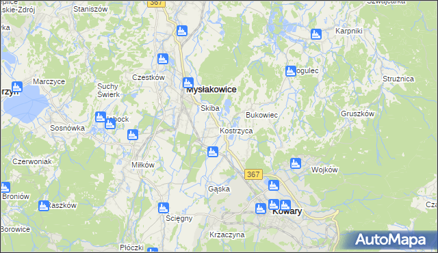 mapa Kostrzyca, Kostrzyca na mapie Targeo