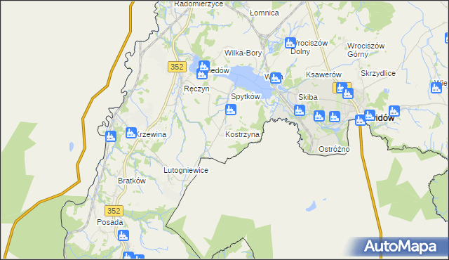 mapa Kostrzyna gmina Zgorzelec, Kostrzyna gmina Zgorzelec na mapie Targeo