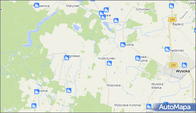 mapa Kostrzynek, Kostrzynek na mapie Targeo