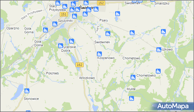 mapa Koszanowo gmina Brzeżno, Koszanowo gmina Brzeżno na mapie Targeo