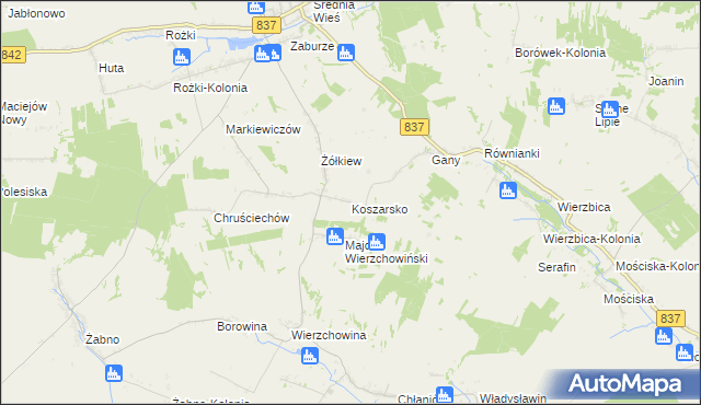 mapa Koszarsko, Koszarsko na mapie Targeo