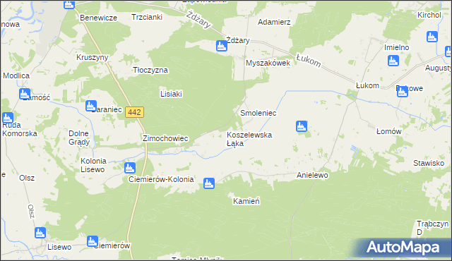 mapa Koszelewska Łąka, Koszelewska Łąka na mapie Targeo