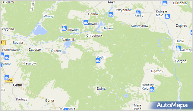mapa Kotfin gmina Gidle, Kotfin gmina Gidle na mapie Targeo
