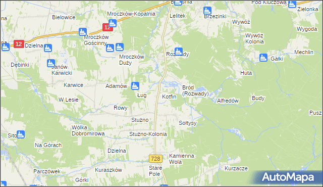 mapa Kotfin gmina Gielniów, Kotfin gmina Gielniów na mapie Targeo