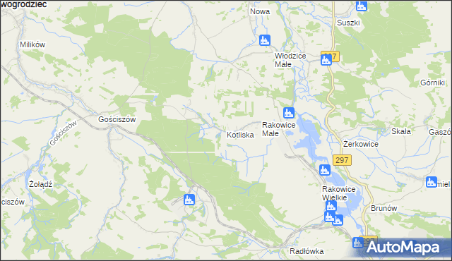 mapa Kotliska gmina Lwówek Śląski, Kotliska gmina Lwówek Śląski na mapie Targeo