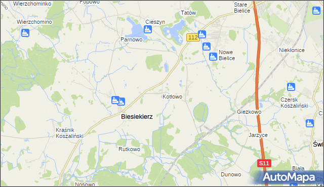 mapa Kotłowo gmina Biesiekierz, Kotłowo gmina Biesiekierz na mapie Targeo