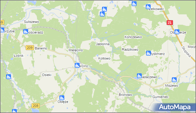 mapa Kotłowo gmina Kępice, Kotłowo gmina Kępice na mapie Targeo