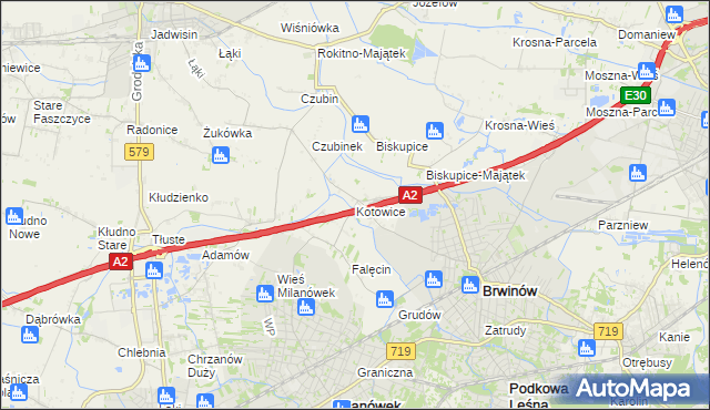 mapa Kotowice gmina Brwinów, Kotowice gmina Brwinów na mapie Targeo