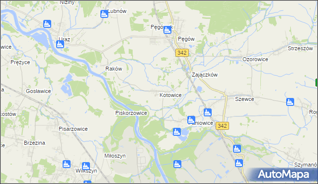 mapa Kotowice gmina Oborniki Śląskie, Kotowice gmina Oborniki Śląskie na mapie Targeo