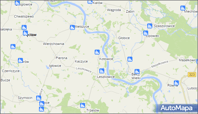 mapa Kotowice gmina Pęcław, Kotowice gmina Pęcław na mapie Targeo