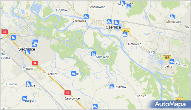 mapa Kotowice gmina Siechnice, Kotowice gmina Siechnice na mapie Targeo