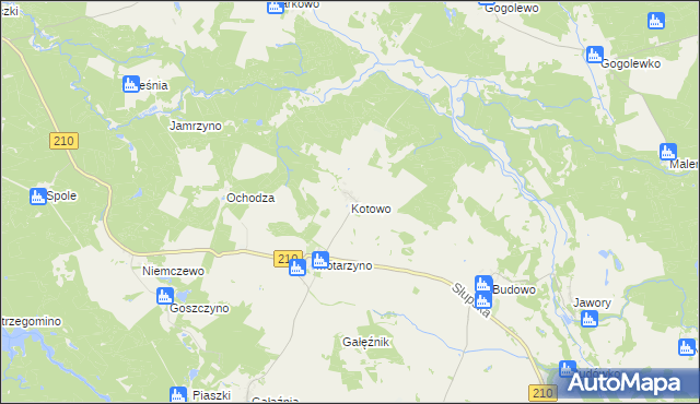 mapa Kotowo gmina Dębnica Kaszubska, Kotowo gmina Dębnica Kaszubska na mapie Targeo