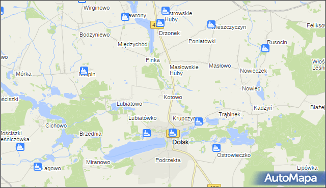 mapa Kotowo gmina Dolsk, Kotowo gmina Dolsk na mapie Targeo
